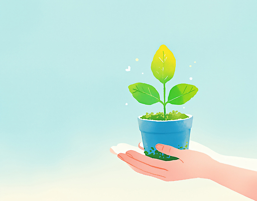 JPG 식물 손 화분 줄기 잎 일러스트 자연 따뜻함 사랑 새싹 환경 흙 성장 기르기 국내일러스트 AI일러스트 AI콘텐츠 감정 신체부위 생태계 돌봄 파일형식