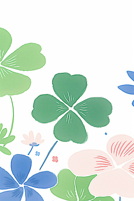 JPG 식물 디자인 꽃 컬러 백그라운드 일러스트 자연 행운 네잎클로버 그림 화사함 국내일러스트 AI일러스트 AI콘텐츠 컨셉 클로버 생태계 파일형식