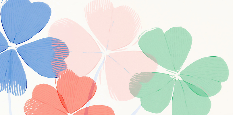 JPG 모양 식물 디자인 꽃 컬러 하늘색 백그라운드 일러스트 자연 그리기 행운 네잎클로버 클로버 그림 심플 국내일러스트 AI일러스트 AI콘텐츠 컨셉 모션 파란색 생태계 파일형식