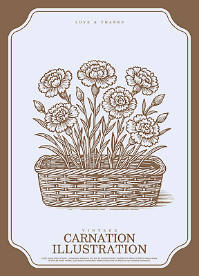 식물 디자인 꽃 예술 컬러 일러스트 선물 사랑 장식 바구니 봄 빈티지 카네이션 원예 감사 가정의달 국내일러스트 AI파일 계절 감정 컨셉 취미 5월 파일형식 벡터