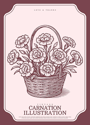 모양 디자인 꽃 예술 컬러 프로포즈 일러스트 선물 사랑 미소 장식 바구니 축하 빈티지 카네이션 그림 감사 가정의달 국내일러스트 AI파일 식물 감정 컨셉 표정 5월 파일형식 벡터