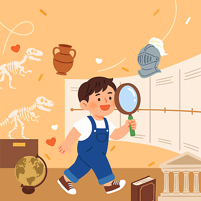 교육 어린이 일러스트 놀이 유물 세계 독서 지구본 탐험 역사 뉴스 모험가 즐거움 공룡 호기심 박물관 화석 확대경 기념물 발견 교훈 독서교육 전시품 국내일러스트 AI파일 전통 감정 컨셉 파충류 사람 전시 파일형식 벡터