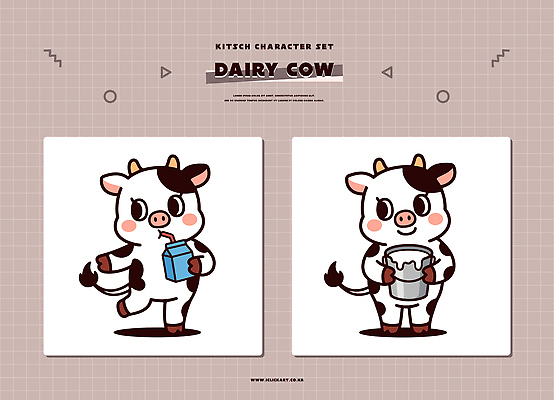 동물 캐릭터 음료 일러스트 유제품 세트 농장 귀여움 우유 소 차가움 젖소 키치 일러캐릭터 AI파일 컨셉 농업 포유류 파일형식 벡터