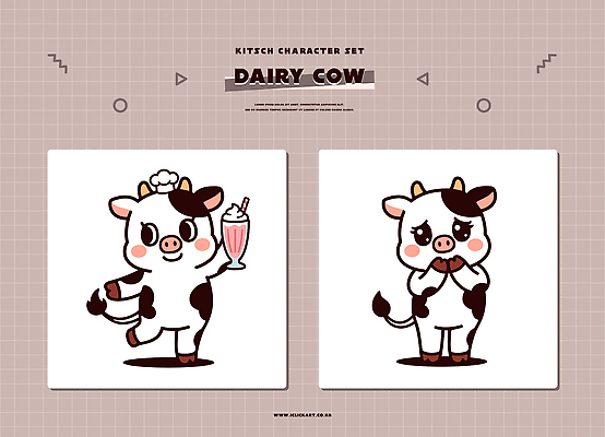 동물 캐릭터 음료 일러스트 세트 농장 귀여움 젖소 즐거움 오브젝트 키치 일러캐릭터 AI파일 감정 컨셉 농업 소 파일형식 벡터