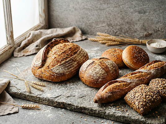 JPG 편집이미지 빵 재료 아침 햇빛 식사 밀가루 번 편집실사 AI포토 AI콘텐츠 주간 음식 태양 가루 CG 파일형식