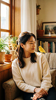 JPG 식물 동물 편집이미지 여자 거실 창문 조류 표정 일상 소파 편안함 어깨 의료성형뷰티 편집실사 AI인물포토 AI콘텐츠 의자 사람 라이프 신체부위 감각 CG 파일형식 AI포토