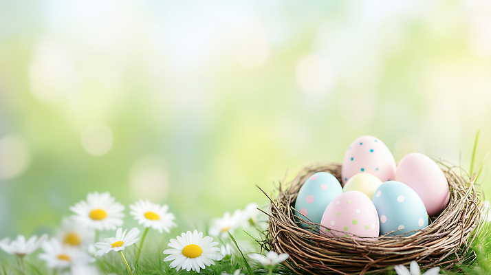 JPG 편집이미지 꽃 자연 부활절 잔디 계란 봄 둥지 부활절계란 편집실사 AI포토 AI콘텐츠 식물 계절 기념일 알 CG 생태계 파일형식