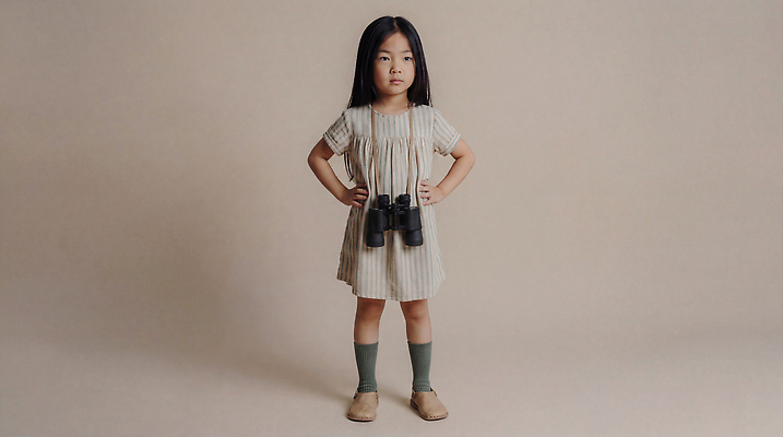 JPG 편집이미지 손 어린이 포즈 소녀 쌍안경 망원경 허리 호기심 의료성형뷰티 편집실사 AI인물포토 AI콘텐츠 여자 감정 컨셉 사람 신체부위 CG 파일형식 AI포토