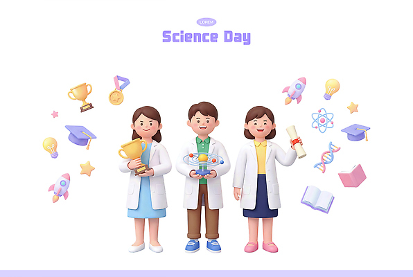 PSD 편집이미지 여자 교육 기념일 남자 과학 실험 이벤트 학습 도구 실험복 발표 과학의날 편집3D 사람 3D 가운 파일형식 법정기념일