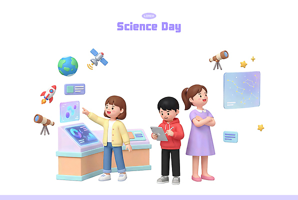 PSD 편집이미지 여자 교육 남자 별 과학 실험 학습 태블릿 우주 스크린 망원경 로켓 관찰 과학의날 편집3D 자연요소 모션 사람 전자제품 스마트기기 3D 파일형식 법정기념일