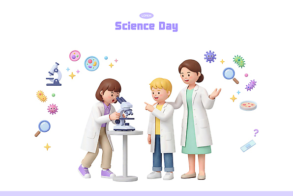 PSD 편집이미지 여자 교육 남자 어린이 과학 실험 설명 학습 교사 도구 과학의날 편집3D 직업 모션 사람 3D 파일형식 법정기념일