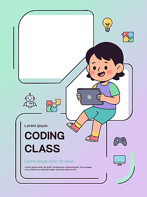 교육 어린이 일러스트 수업 학습 컴퓨터 태블릿 게임 퍼즐 로봇 즐거움 창의력 코딩 국내일러스트 AI파일 감정 놀이 사람 전자제품 스마트기기 컴퓨터교육 파일형식 벡터