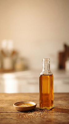 JPG 편집이미지 그릇 음식 재료 조명 소스 깨 천연 참기름 편집실사 AI포토 AI콘텐츠 식기 식재료 양념 조미료 기름_음식 CG 파일형식