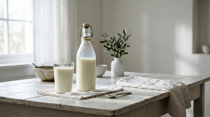 JPG 편집이미지 식기 화분 창문 식탁 나뭇잎 잔 한잔 컵 빛 우유 흰색 우유병 편집실사 AI포토 AI콘텐츠 1 컬러 잎 탁자 병_용기 유제품 CG 파일형식