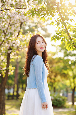 JPG 나무 편집이미지 공원 여자 꽃 행복 잎 자연 밝음 미소 웃음 청춘 봄 산책 외출 의료성형뷰티 편집실사 AI인물포토 AI콘텐츠 식물 계절 공공시설 감정 컨셉 휴식 표정 사람 CG 생태계 파일형식 AI포토