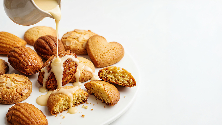 JPG 편집이미지 접시 음식 디저트 쿠키 달콤 맛 크림 제빵 마들렌 구움과자 편집실사 AI포토 AI콘텐츠 식기 컨셉 제과제빵 CG 파일형식