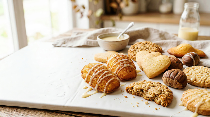 JPG 편집이미지 음식 디저트 쿠키 제과 달콤 제빵 마들렌 구움과자 편집실사 AI포토 AI콘텐츠 제과제빵 맛 CG 파일형식