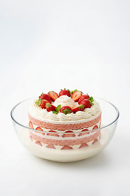 JPG 편집이미지 접시 음식 과일 딸기 디저트 케이크 우유 맛 크림 층 편집실사 AI포토 AI콘텐츠 식기 컨셉 유제품 CG 파일형식