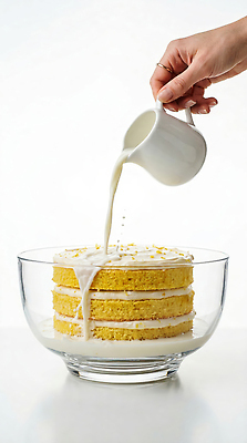 JPG 편집이미지 그릇 손 디저트 케이크 우유 붓기 크림 층 의료성형뷰티 편집실사 AI인물포토 AI콘텐츠 식기 음식 모션 유제품 신체부위 CG 파일형식 AI포토