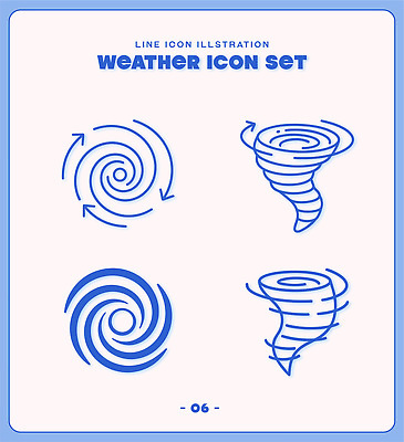 아이콘 선 바람 날씨 파란색 소용돌이 회전 태풍 2D아이콘 AI파일 자연요소 컬러 회오리 자연재해 파일형식 벡터