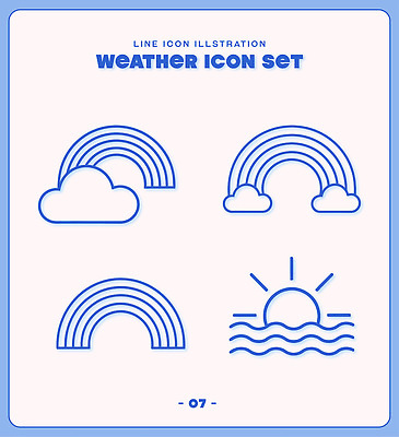 아이콘 선 무지개 날씨 파란색 태양 기온 2D아이콘 AI파일 자연요소 컬러 파일형식 벡터