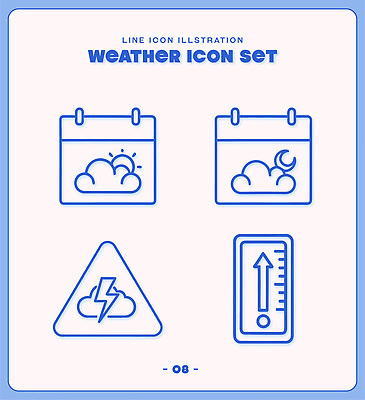 아이콘 선 날씨 파란색 태양 달력 달 번개 일기예보 2D아이콘 AI파일 자연요소 컬러 파일형식 벡터