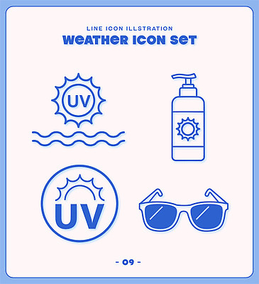 아이콘 선 날씨 여름 파란색 선글라스 태양 보호 자외선 2D아이콘 AI파일 자연요소 계절 안경 컬러 컨셉 파일형식 벡터