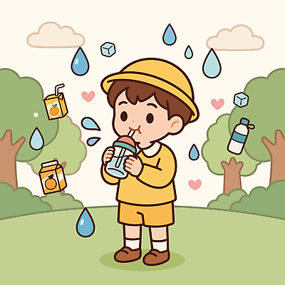 식물 계절 어린이 과일 사람 물 주스 파일형식 벡터 음료 나무 물방울 여름 과일주스 식수 동심 모션 국내일러스트 일러스트 AI파일 유치원생