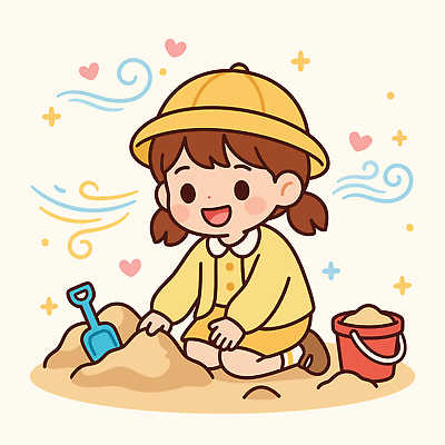 자연요소 감정 어린이 날씨 표정 사람 파일형식 벡터 모래 놀이 즐거움 장난감 삽 모션 바람 행복 웃음 국내일러스트 일러스트 AI파일 유치원생