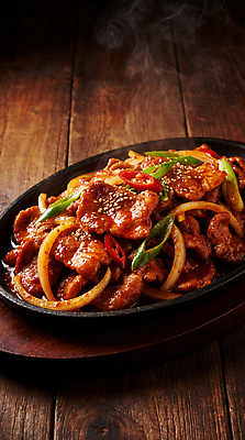 JPG 편집이미지 음식 채소 고추 양파 요리 식사 준비 볶음 돼지불고기 편집실사 AI포토 AI콘텐츠 CG 불고기 파일형식