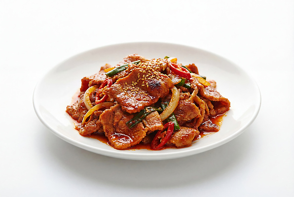 JPG 편집이미지 접시 한식 음식 채소 고추 양파 육류 돼지고기 요리 식사 양념 맛 볶음 돼지불고기 편집실사 AI포토 AI콘텐츠 식기 컨셉 식재료 CG 불고기 파일형식