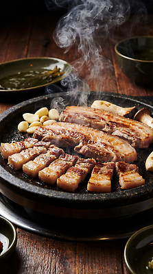 JPG 편집이미지 한식 음식 채소 육류 요리 구이 삼겹살 철판 삼겹살데이 편집실사 AI포토 AI콘텐츠 식재료 데이이벤트 돼지고기 CG 파일형식