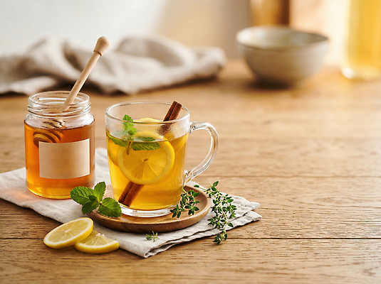 JPG 나무 편집이미지 음료 재료 탁자 따뜻함 요리 컵 레몬 민트 허브 준비 꿀 꿀차 편집실사 AI포토 AI콘텐츠 식물 식기 가구 과일 차_음료 CG 파일형식