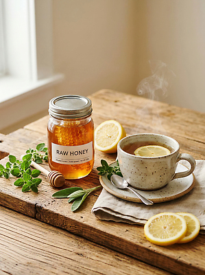 JPG 편집이미지 음료 식탁 탁자 잔 따뜻함 요리 목재 숟가락 레몬 허브 꿀 꿀단지 꿀차 편집실사 AI포토 AI콘텐츠 나무 식물 식기 가구 과일 재료 수저 차_음료 CG 파일형식