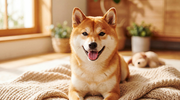 JPG 식물 편집이미지 행복 실내 따뜻함 사랑 웃음 반려동물 방 강아지 편안함 담요 시바견 편집실사 AI포토 AI콘텐츠 동물 감정 표정 내부 감각 개 CG 파일형식