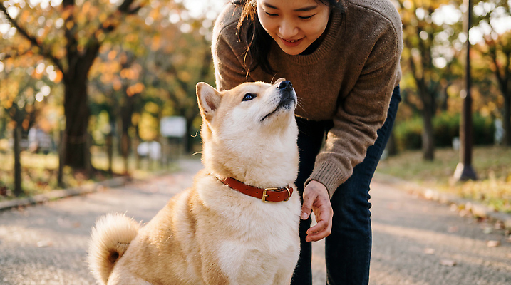 JPG 나무 동물 편집이미지 공원 여자 자연 거리 대화 친구 반려동물 산책 강아지 즐거움 의료성형뷰티 시바견 상호작용 편집실사 AI인물포토 AI콘텐츠 식물 공공시설 감정 관계 휴식 말하기 사람 개 CG 생태계 파일형식 AI포토