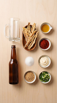 JPG 편집이미지 음식 잔 맥주 생맥주 요리 안주 소금 맥주잔 파 건어물 마요네즈 고춧가루 참기름 참깨 먹태 편집실사 AI포토 AI콘텐츠 식기 채소 술잔 주류 소스_음식 기름_음식 가루 CG 깨 파일형식