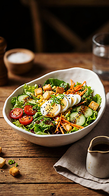 JPG 편집이미지 다이어트 토마토 채소 식탁 오이 건강 계란 식사 당근 샐러드 신선 고명 상추 크루통 편집실사 AI포토 AI콘텐츠 음식 빵 탁자 뿌리채소 알 CG 파일형식