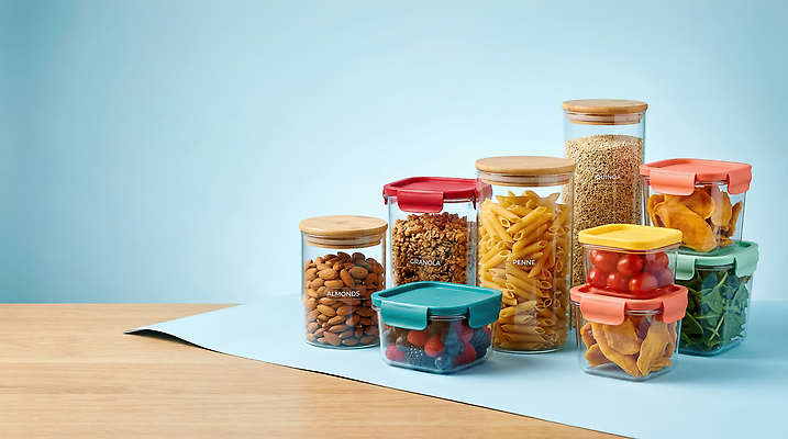 JPG 편집이미지 음식 채소 과일 재료 파스타 과자 주방 저장 정리 아몬드 수납 건과일 밀폐용기 유리용기 편집실사 AI포토 AI콘텐츠 디저트 건조 서양음식 견과류 용기_그릇 CG 파일형식