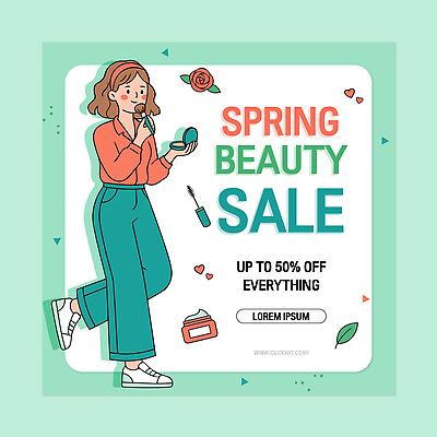 여자 일러스트 이벤트 쇼핑 화장 뷰티 판매 세일 봄 화장품 거울 정보 상품 고객 알림 마케팅 국내일러스트 AI파일 계절 사람 파일형식 벡터