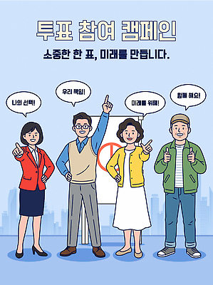캠페인 일러스트 선택 투표 선거 민주주의 의견 시민 참여 책임감 지방선거 국내일러스트 AI파일 컨셉 국민 파일형식 벡터
