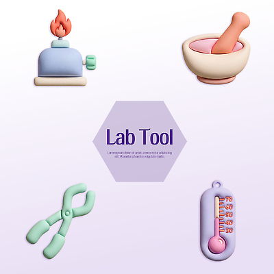 PSD 편집이미지 과학 실험기구 실험 도구 화학 온도계 절구 핀셋 알코올램프 편집3D 3D 파일형식