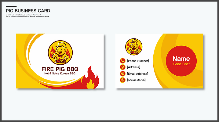 템플릿 디자인 한식 명함 명함템플릿 식당 정보 심볼 삼겹살 삼겹살집 연락처 고깃집 가로명함 이미지템플릿 AI파일 음식 돼지고기 상점 파일형식 벡터