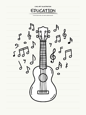 교육 예술 악기 음악 음표 라인일러스트 일러스트 학습 스케치 우쿨렐레 음악교육 리듬 국내일러스트 AI파일 기호 현악기 문화예술 미술 파일형식 벡터