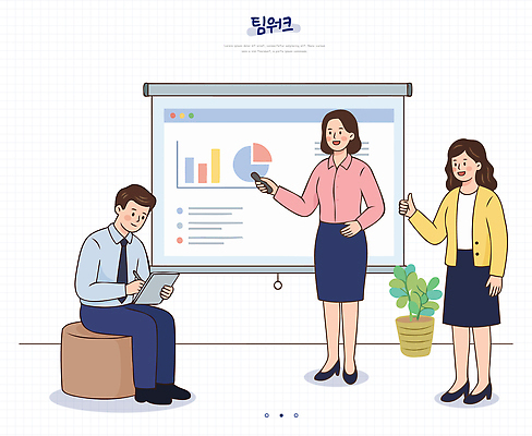 다수 컨셉 회사 사람 전자제품 파일형식 벡터 협력 발표 회의실 여러명 그래프 자료 노트북 의견 피드백 계획 목표 전략 직장 교육 국내일러스트 AI파일 일러스트 비즈니스