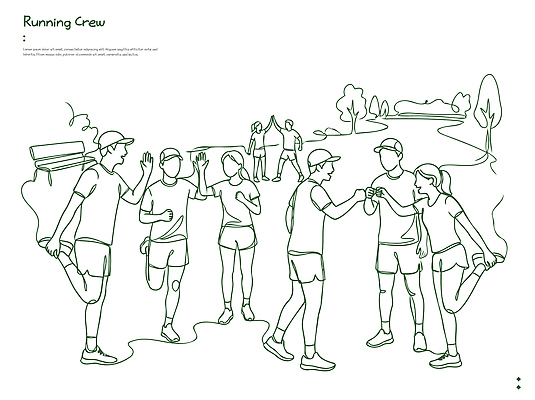 공원 일러스트 응원 모션 협력 건강 여러명 야외 친구 운동복 달리기 운동 스트레칭 그룹 러닝 국내일러스트 AI파일 옷 공공시설 다수 관계 사람 파일형식 벡터