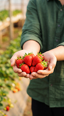JPG 식물 편집이미지 손 농업 딸기 손바닥 사람 농장 농사 양손 수확 의료성형뷰티 편집실사 AI인물포토 AI콘텐츠 산업 과일 신체부위 CG 파일형식 AI포토