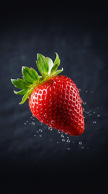 JPG 편집이미지 과일 딸기 건강 공중 물방울 신선 상큼 편집실사 AI컴퓨터그래픽 AI콘텐츠 CG 파일형식