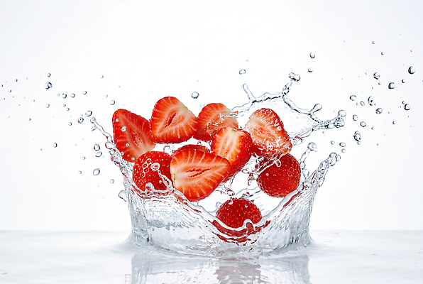 JPG 편집이미지 그릇 음식 과일 딸기 건강 컵 물 신선 수분 편집실사 AI컴퓨터그래픽 AI콘텐츠 자연요소 식기 CG 파일형식