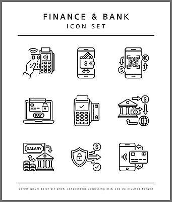 돈 일러스트 모바일 금융 거래 계산기 서비스 은행 결제 시스템 QR코드 국내일러스트 AI파일 문구용품 경제 장비 재산 파일형식 벡터